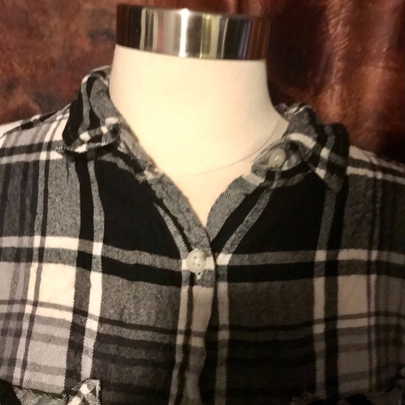 Mossimo Men’s Plaid Button Down Black & White- L - Picture 2 of 7